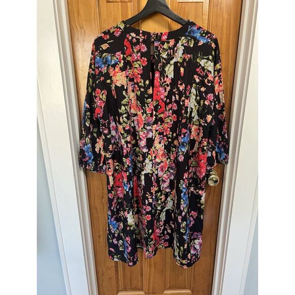 Suzanne Betro Plus Size 1X Black Floral Dress Knee Length Office Church - Picture 5 of 9